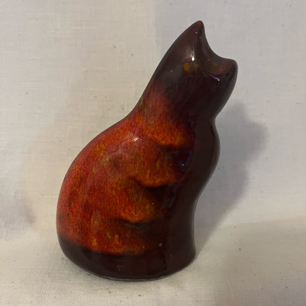 Vintage Redware Cat Figurine